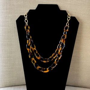 J Crew Double Layer Gold and Tortoise Chain Necklace